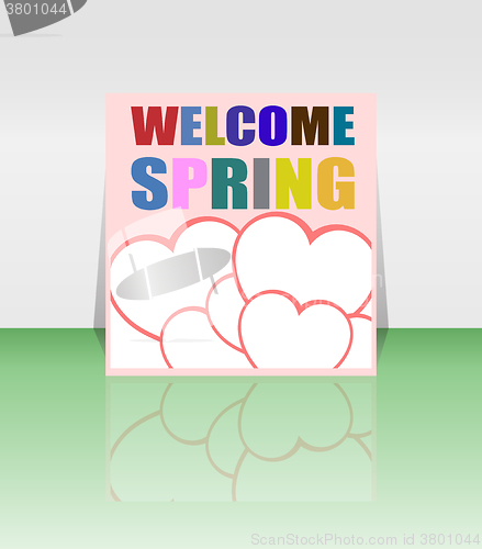 Image of Welcome Spring Holiday Card. Welcome Spring Vector. Welcome Spring background. Spring Holiday Graphic. Welcome Spring Art. Spring Holiday Drawing