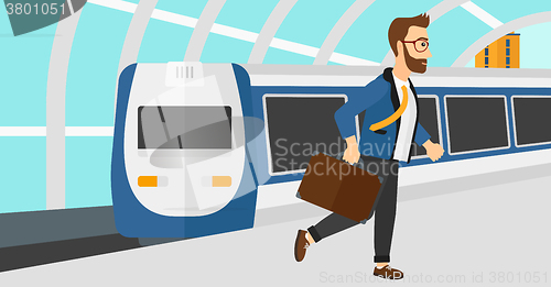 Image of Man going out of train.