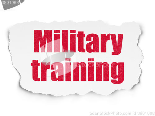 Image of Education concept: Military Training on Torn Paper background