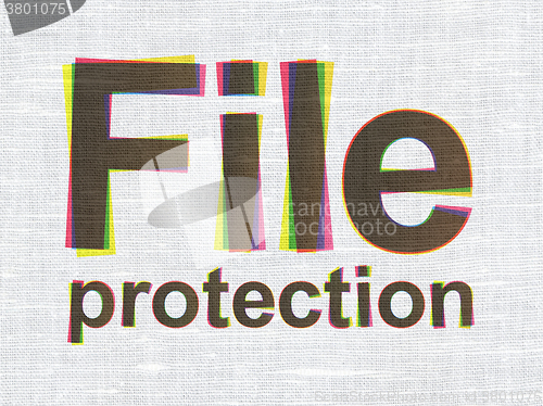 Image of Protection concept: File Protection on fabric texture background