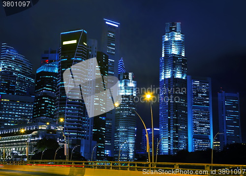 Image of Singapore financial district at the night