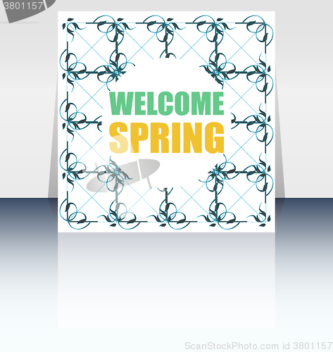 Image of Welcome Spring Holiday Card. Welcome Spring Vector. Welcome Spring background. Spring Holiday Graphic. Welcome Spring Art. Spring Holiday Drawing