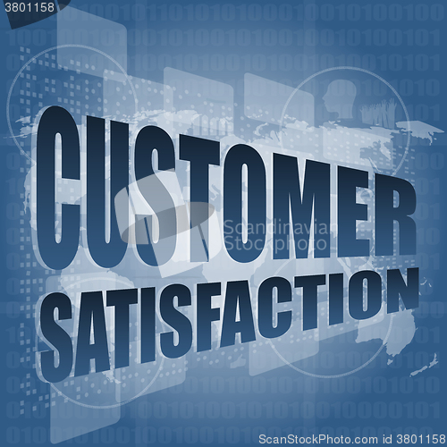 Image of customer satisfaction word on business digital screen vector illustration