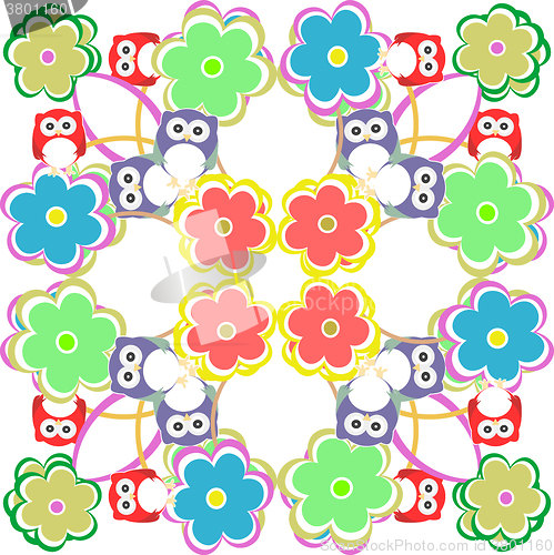 Image of Cute seamless owl background patten for kids in vector