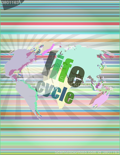 Image of life cycle words on digital touch screen vector illustration