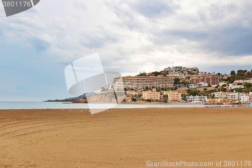 Image of View over the beach and hotels of Peniscola, Spain