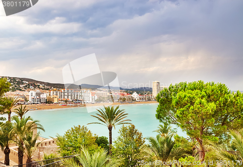 Image of View over the coastline of Peniscola, Spain