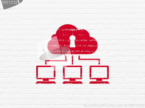 Image of Cloud technology concept: Cloud Network on wall background