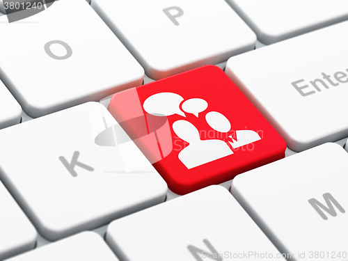 Image of Business concept: Business Meeting on computer keyboard background
