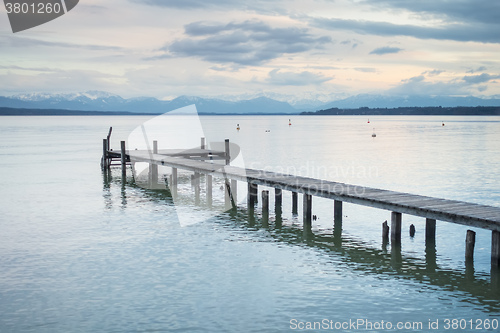 Image of wooden jetty Starnberg lake