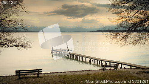 Image of wooden jetty Starnberg lake