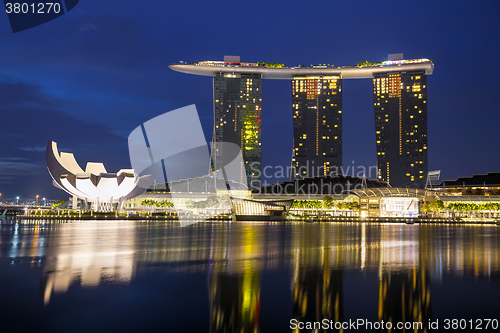 Image of Overview of the marina bay with Marina Bay Sands in Singapore