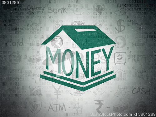 Image of Currency concept: Money Box on Digital Paper background