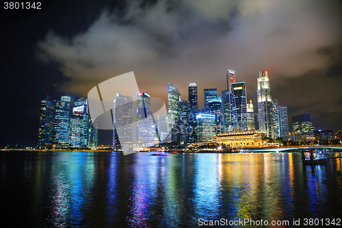 Image of Singapore financial district at the night