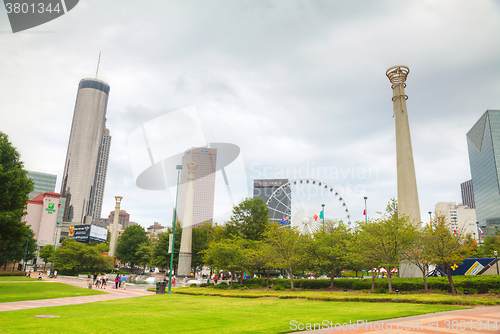 Image of Centennial Olympic park with people in Atlanta, GA