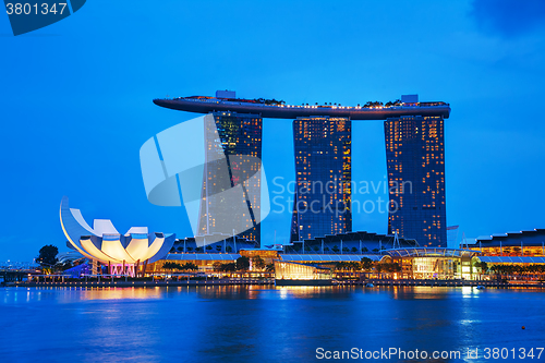 Image of Overview of the marina bay with Marina Bay Sands