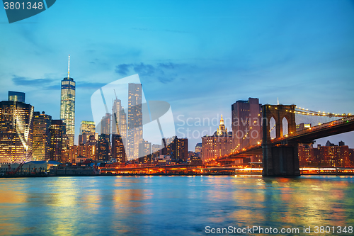 Image of New York City cityscape in the evening