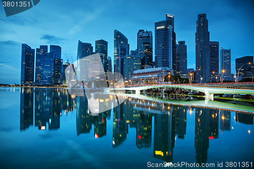 Image of Singapore financial district at the sunset