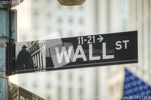 Image of Wall street sign in New York City