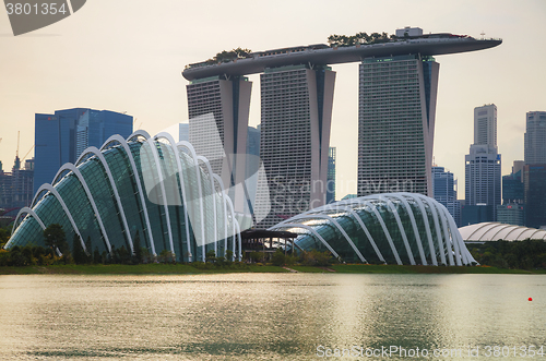 Image of Overview of the marina bay with Marina Bay Sands