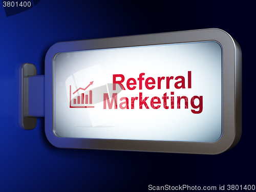 Image of Advertising concept: Referral Marketing and Growth Graph on billboard background