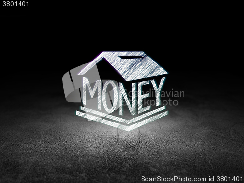 Image of Banking concept: Money Box in grunge dark room