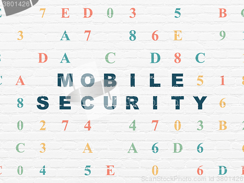 Image of Privacy concept: Mobile Security on wall background