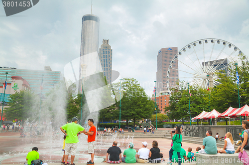 Image of Centennial Olympic park with people in Atlanta, GA