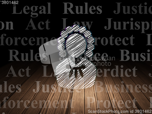 Image of Law concept: Judge in grunge dark room
