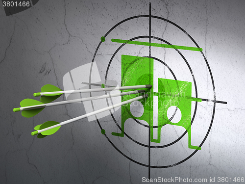 Image of Political concept: arrows in Election target on wall background