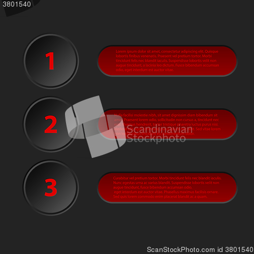 Image of Simplistic 3d infographic in black red color