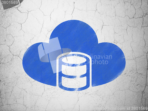 Image of Cloud computing concept: Database With Cloud on wall background