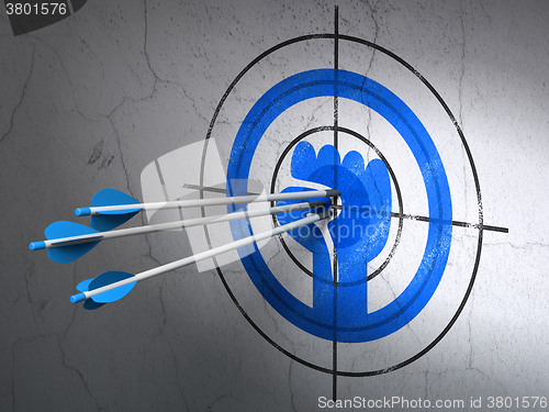 Image of Political concept: arrows in Uprising target on wall background
