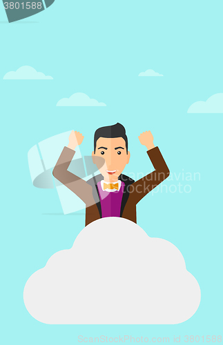 Image of Man sitting on cloud.