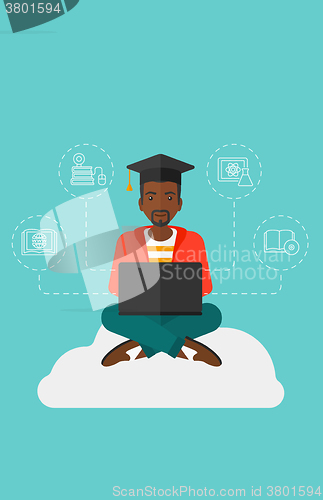Image of Graduate sitting on cloud.