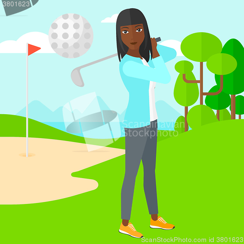 Image of Golf player hitting the ball.