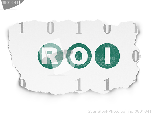 Image of Business concept: ROI on Torn Paper background