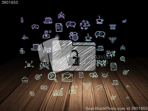 Image of Finance concept: Folder With Lock in grunge dark room