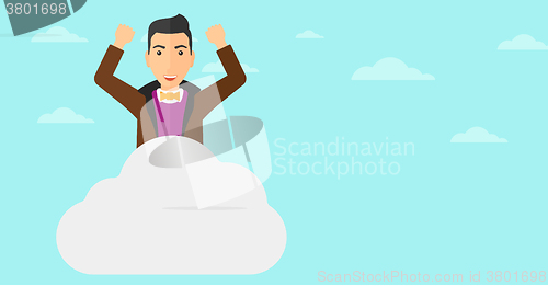 Image of Man sitting on cloud.