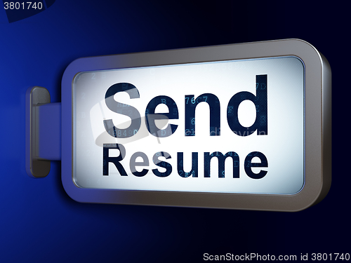 Image of Finance concept: Send Resume on billboard background