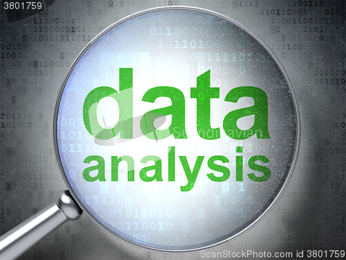Image of Information concept: Data Analysis with optical glass