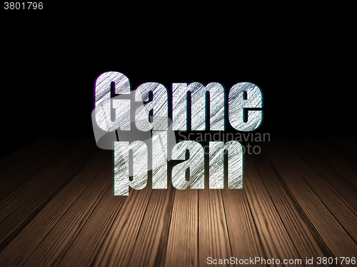 Image of Business concept: Game Plan in grunge dark room