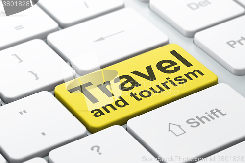 Image of Vacation concept: Travel And Tourism on computer keyboard background