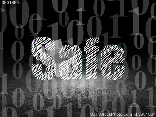 Image of Privacy concept: Safe in grunge dark room