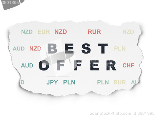 Image of Business concept: Best Offer on Torn Paper background