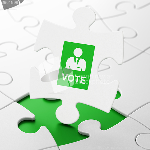Image of Political concept: Ballot on puzzle background