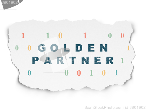 Image of Finance concept: Golden Partner on Torn Paper background