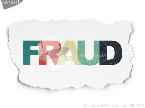 Image of Safety concept: Fraud on Torn Paper background