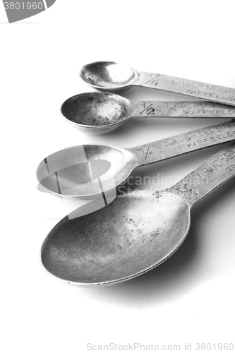 Image of old aluminum spoon set