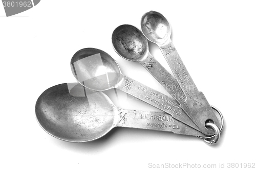Image of old aluminum spoon set